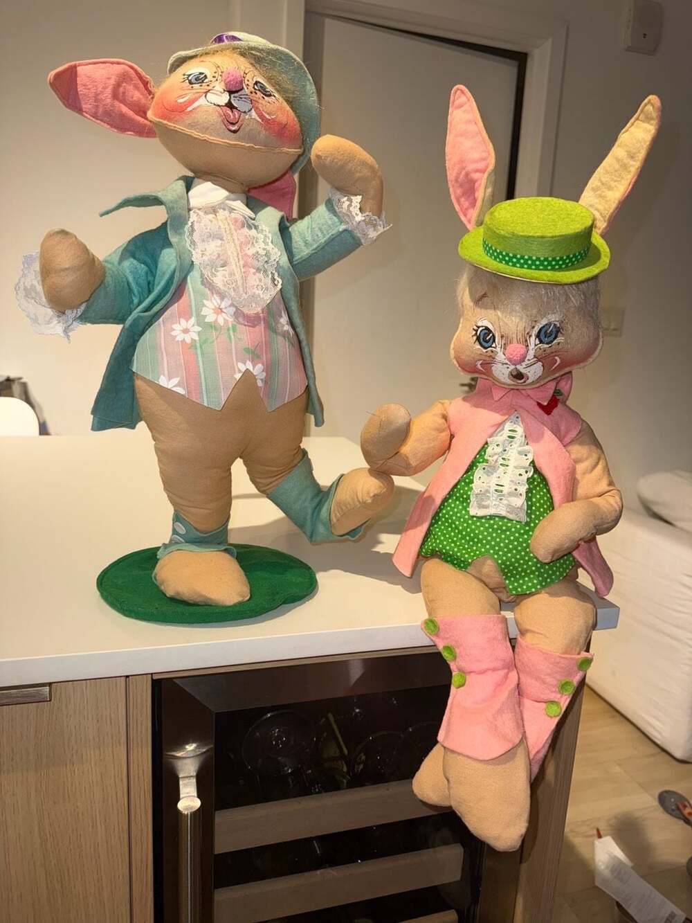 Vintage Annalee Mobilitee Dolls Easter Bunny Pair
